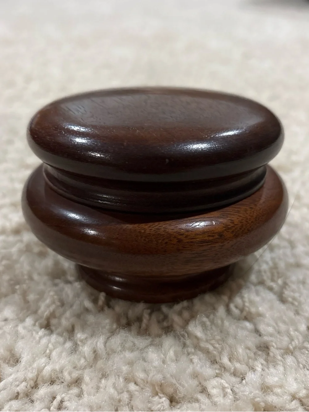 Vintage 1960s VTG Hand Turned Wooden Trinket Box Round Jewelry Keepsake Pot 4”